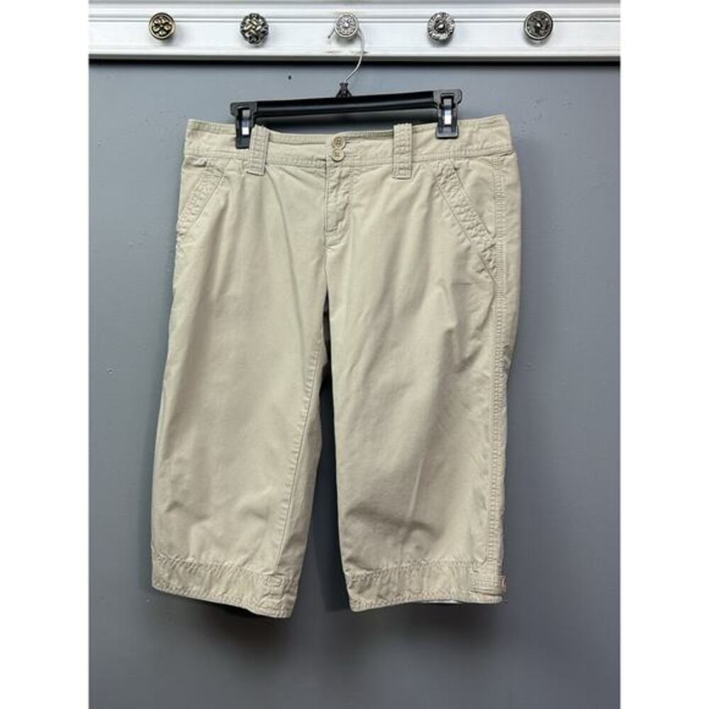Abercrombie & Fitch‎ Capri Womens 6 Beige Khaki Twill Neutral Retro Flat front